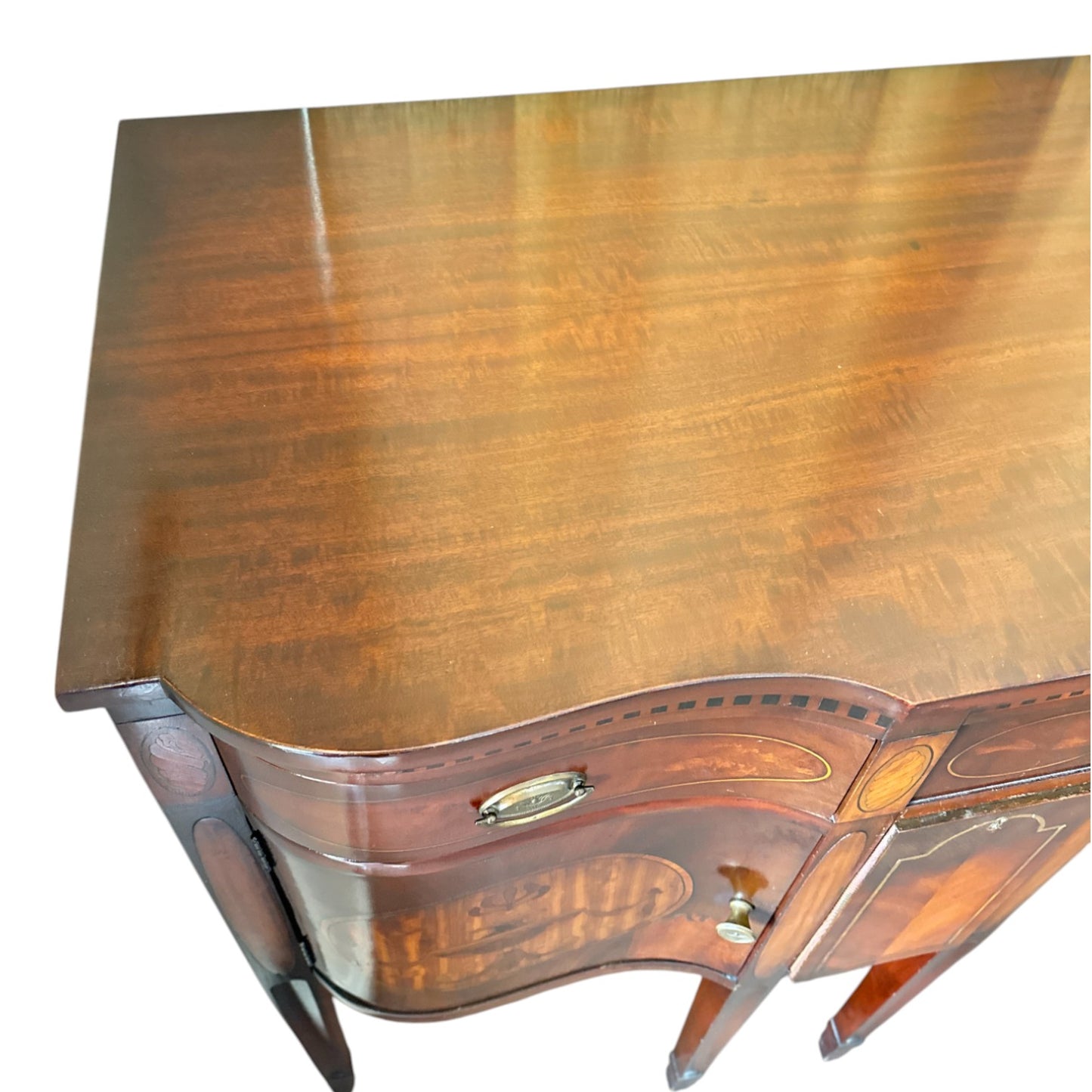 Antique Sheraton Style Mahogany Inlaid Sideboard