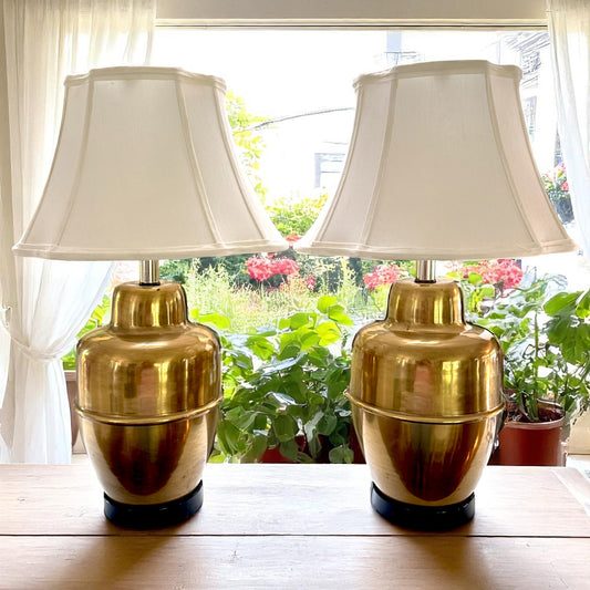 Pair of Mid-Century Brass Lamps