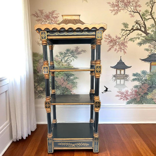 Vintage Pagoda Style Etagere Hanging Shelf