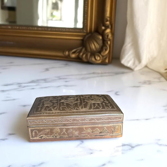 Egyptian Revival Copper Trinket Box