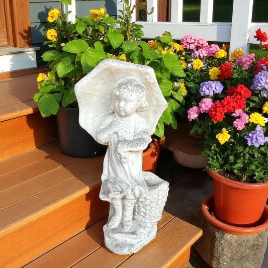 Concrete Garden Statue – Girl with Umbrella