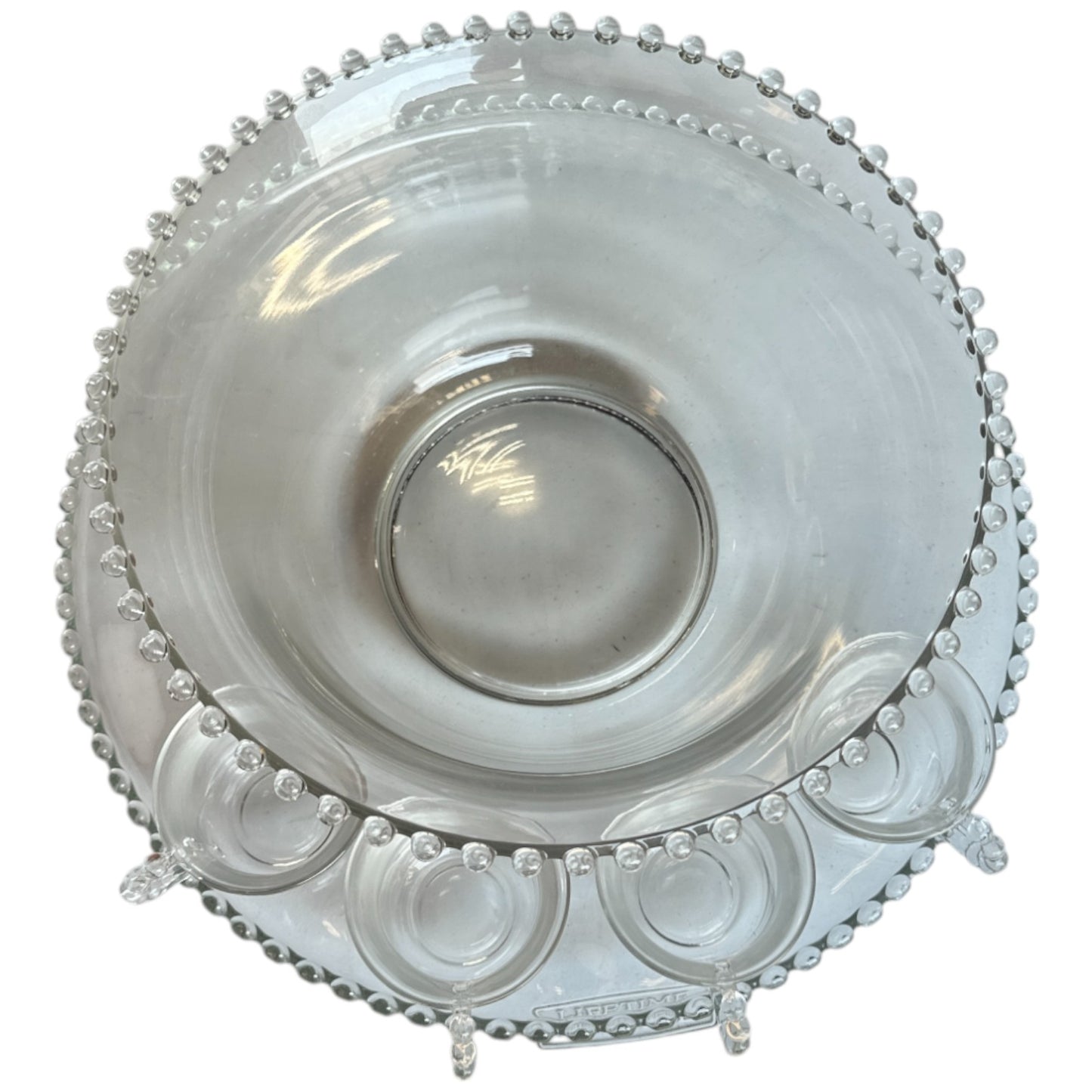 Imperial Candlewick Glass Punch Bowl Set