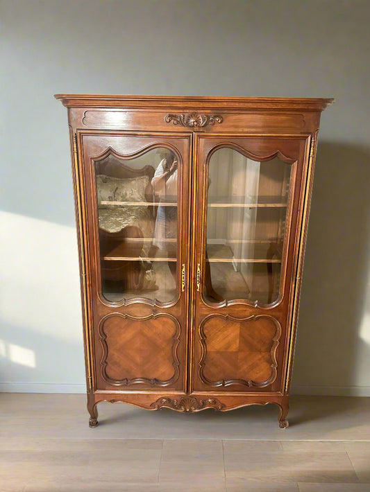 Antique French Louis XV Style Display Cabinet with Glass Doors