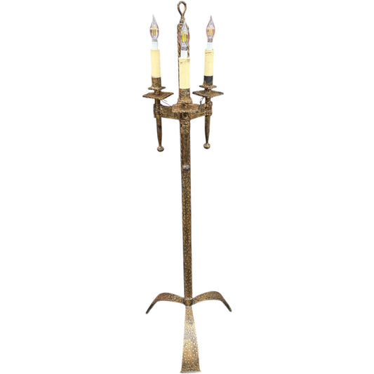 Antique Spanish Gilded Iron Floor Lamp – 62” Tall