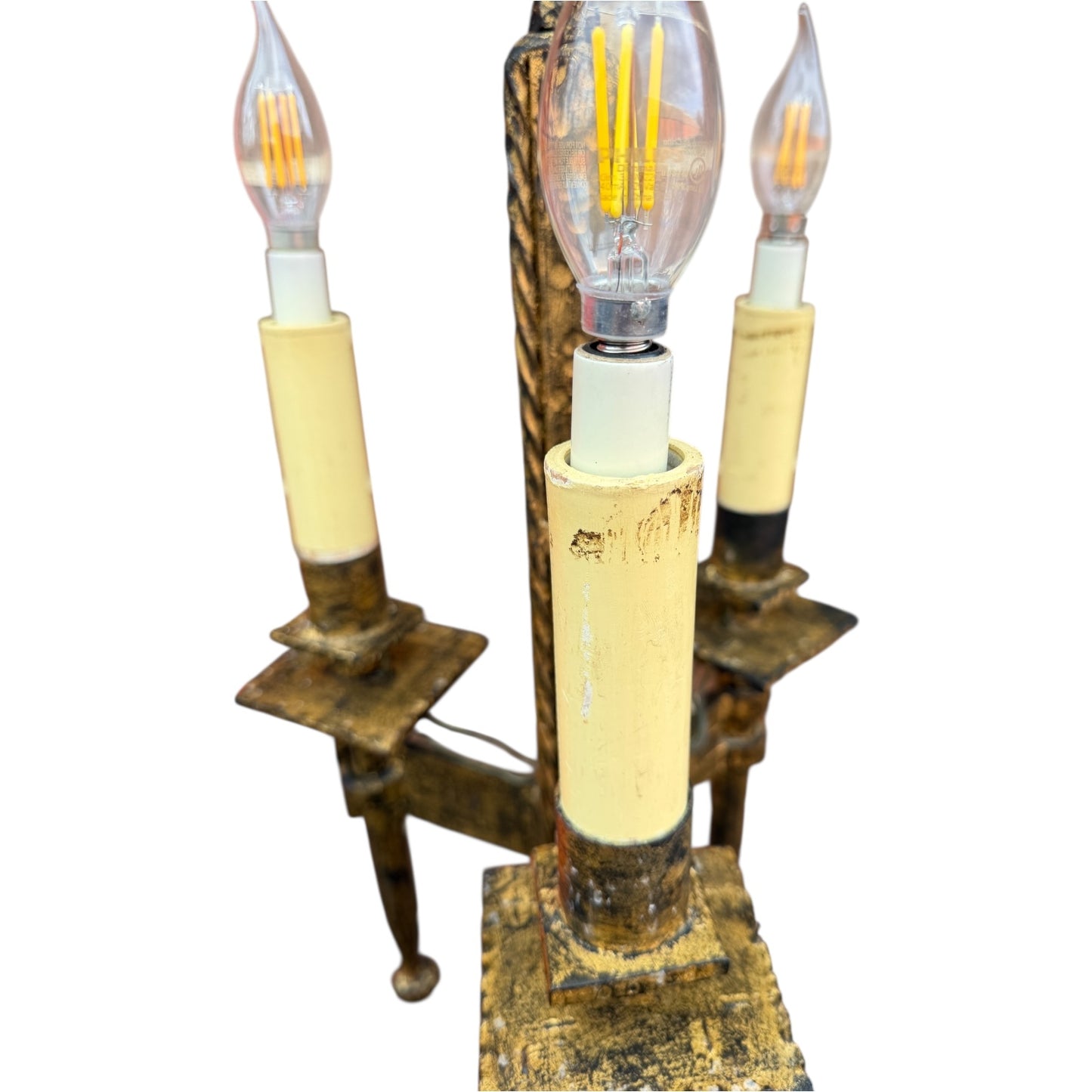 Antique Spanish Gilded Iron Floor Lamp – 62” Tall