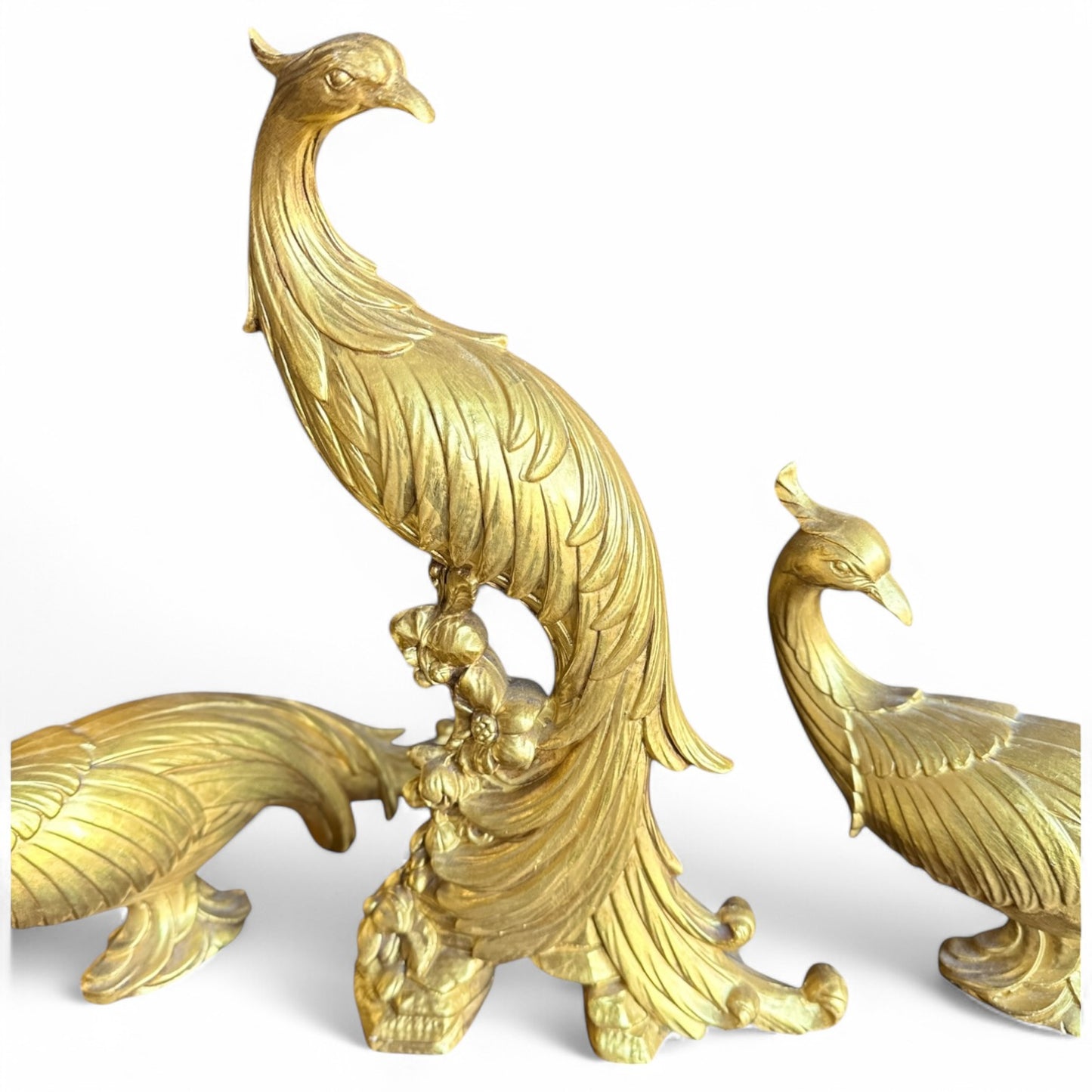 Gilded Resin Peacock Trio