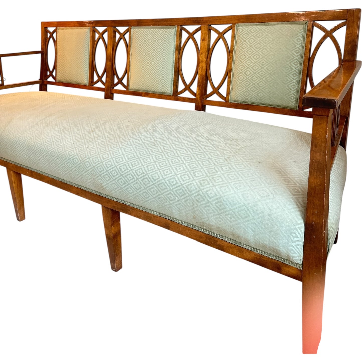 Beidermeier Settee Bench with Upholstered Seat