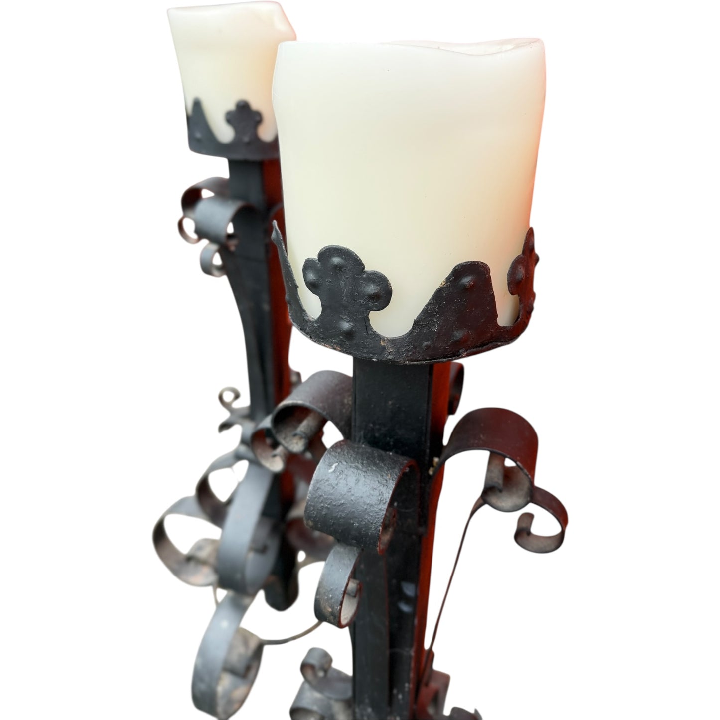 Antique 44" H Hand-Forged Iron Candlesticks – Pair