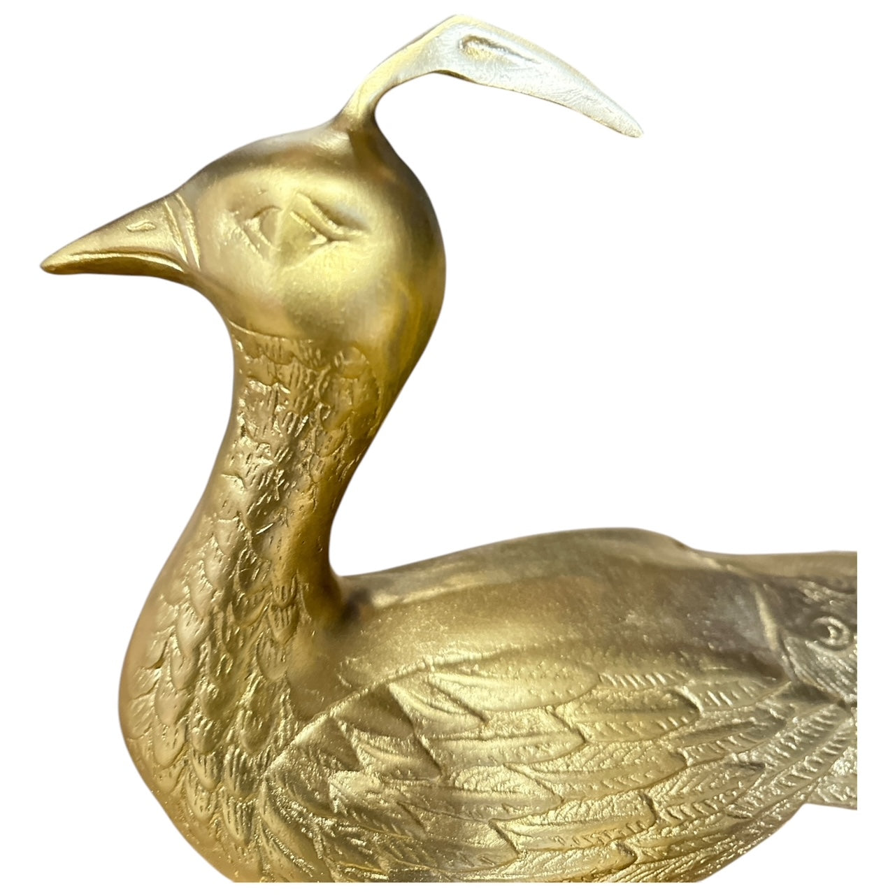 Pair of Metal Gilded Peacock Figurines
